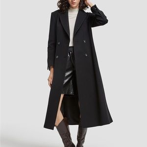 Lattelier 100% Wool Black Trench Coat Size XL NWOT